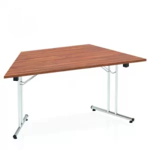 Image of Sonix Trapezoidal Chrome Leg Folding Meeting Table 1600x800mm Walnut