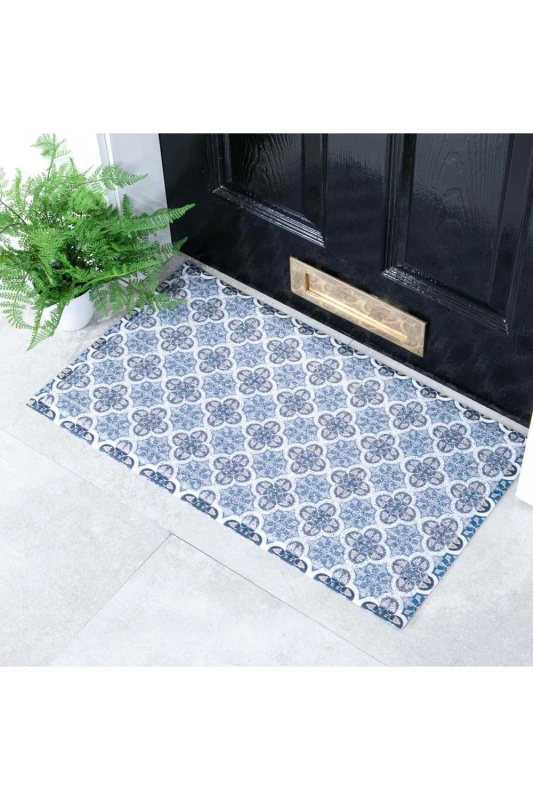Image of Artsy Doormats Blue Blue Mosaic Doormat (70 X 40Cm), Blue DMW-MOSAIC-7040