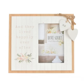 Image of 4" x 6" - Love Story Wooden Photo Frame - Happily Ever After