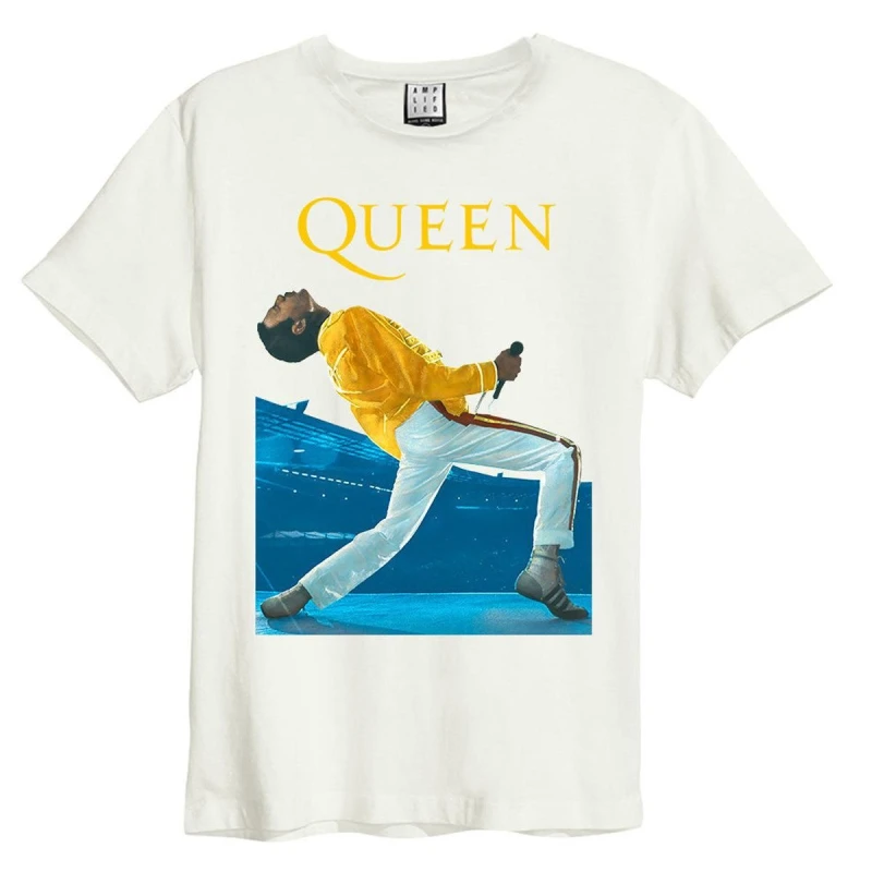 Image of Amplified Amplified Men Freddie Mercury Triangle Queen T-Shirt in White Size: 3X-Large White XXXL Male 5063806466727