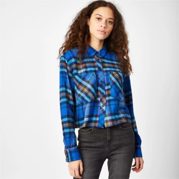 Image of Jack Wills Cropped Check Shirt - Blue Check