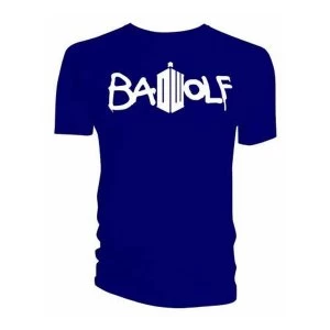 Image of Doctor Who - Bad Wolf Mens Small T-Shirt - Navy Blue
