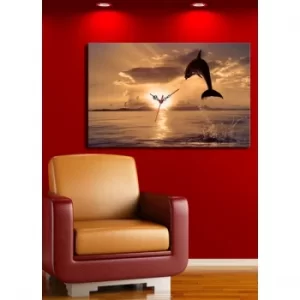 Image of 5070CS-32 Multicolor Decorative Canvas Wall Clock