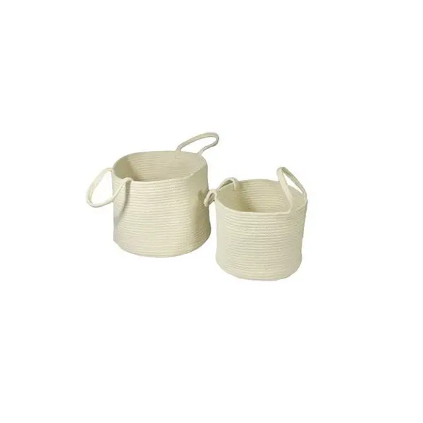 Image of Esselle Beckton 100% Cotton Baskets with Handle Cream Set Storage Baskets One Size Cream 41639369000
