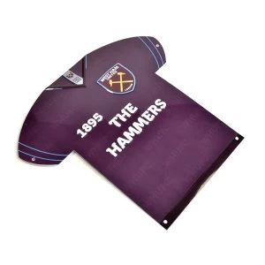 Image of West Ham Shirt Shaped Metal Sign