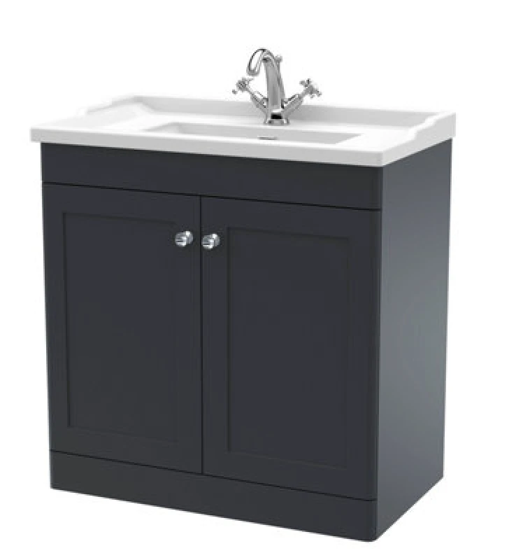 Image of nuie 800mm Floor Standing 2 Door Vanity & Basin 1TH - Soft Black CLC1426F