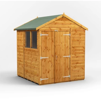 Image of 6x6 Power Apex Double Door Garden Shed - Brown
