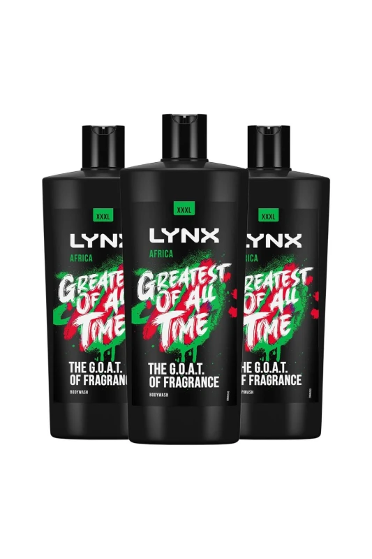 Image of Lynx G.O.A.T 'Shower Gel' up to 12H Refreshing XXXL 700ml 3 Pk Green male