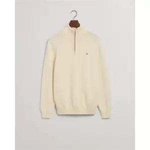Image of Gant Cotton Half Zip Jumper - Beige