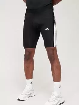 Image of adidas Train TechFit 3 Stripe Shorts - Black Size XS Men