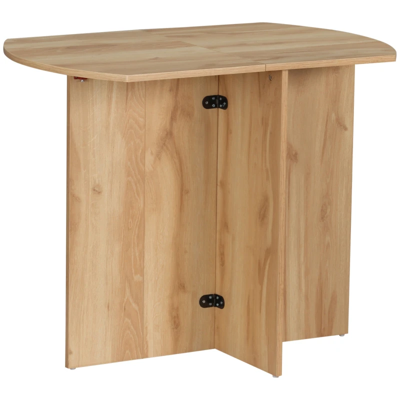 Image of HOMCOM Foldable Dining Table Compact Drop Leaf Table for Kitchen Light Oak