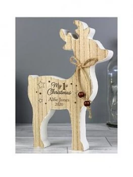 Image of Personalised Reindeer My 1St Christmas Wooden Decoration