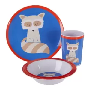 Image of Maison By Premier Mimo 3 Piece Ralph Raccoon Kids Dinner Set - Multi-Coloured