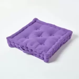 Image of Cotton Purple Floor Cushion, 50 x 50cm - Purple - Homescapes