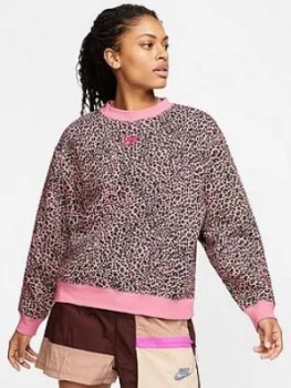 Image of Nike Nsw All Over Print Crew Sweatshirt - Pink