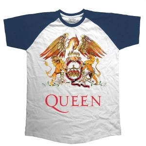 Image of Queen - Classic Crest Unisex XX-Large T-Shirt - Blue,White