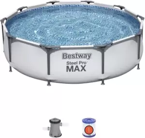 Image of 10ft Steel Pro Frame Swimming Pool Set with Pump with UK plug, 305 x76cm