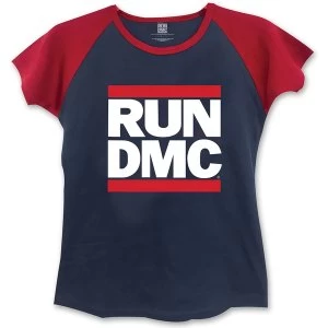 Image of Run DMC - Logo Womens Medium T-Shirt - Blue,Red