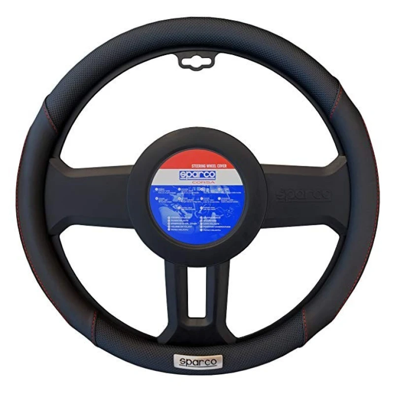 Image of SPARCO SPC1113BK Steering wheel cover Ø: 38.5cm, PVC, Black PU (Polyurethane), PVC Steering wheel cover (4791)