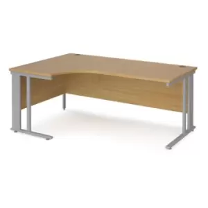 Image of Office Desk Left Hand Corner Desk 1800mm Oak Top With Silver Frame 1200mm Depth Maestro 25 MCM18ELSO