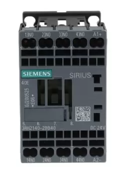 Image of Siemens Control Relay - 4NO, 10 A Contact Rating, 24 Vdc, 4P