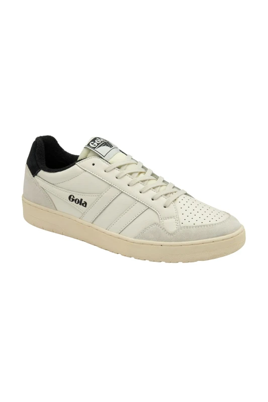 Image of Gola Mens 'Eagle' Leather Lace-Up Trainers in Off-White Size: 7 Off-White Male 7