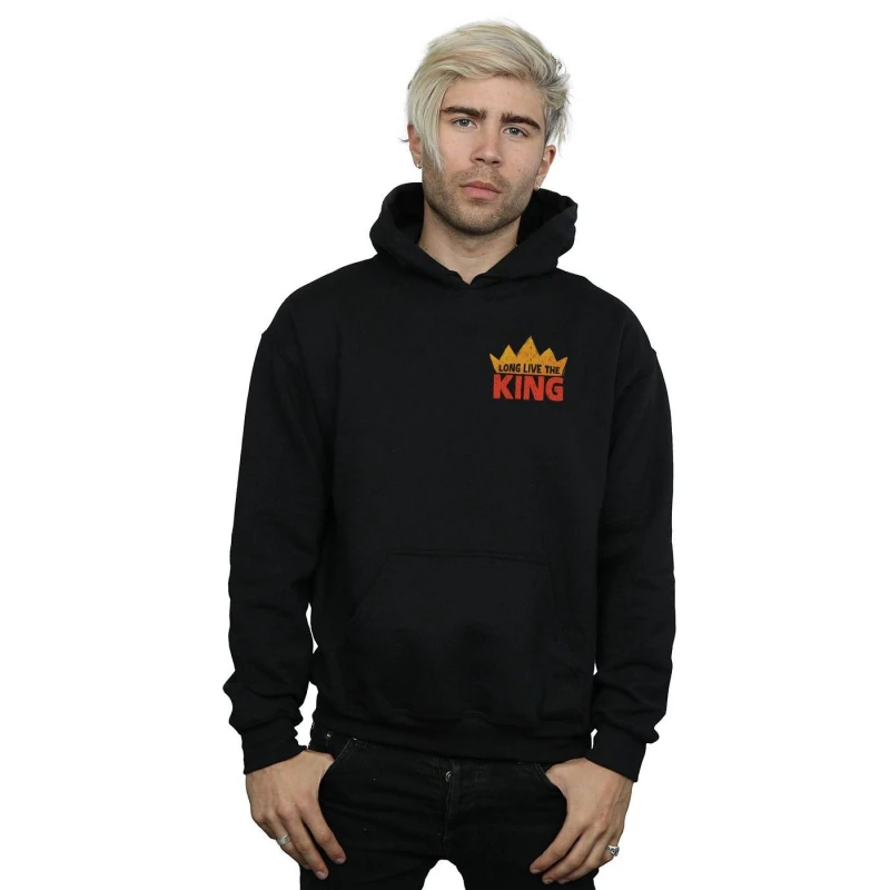 Image of Disney Men The Lion King Movie Long Live Breast Print Hoodie in Black Size: Small Black S Male 5059308582584