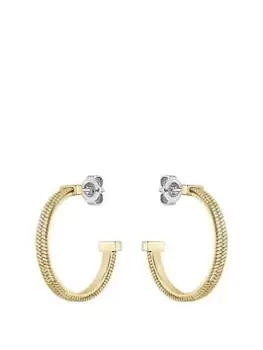 Image of BOSS Ladies BOSS Zia Yellow Gold IP Hoop Earrings, Gold, Women