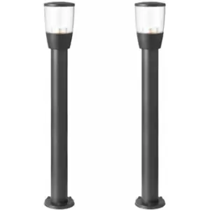 Image of 2 pack Outdoor Post Bollard Light Anthracite 1m LED Garden Driveway Path Lamp