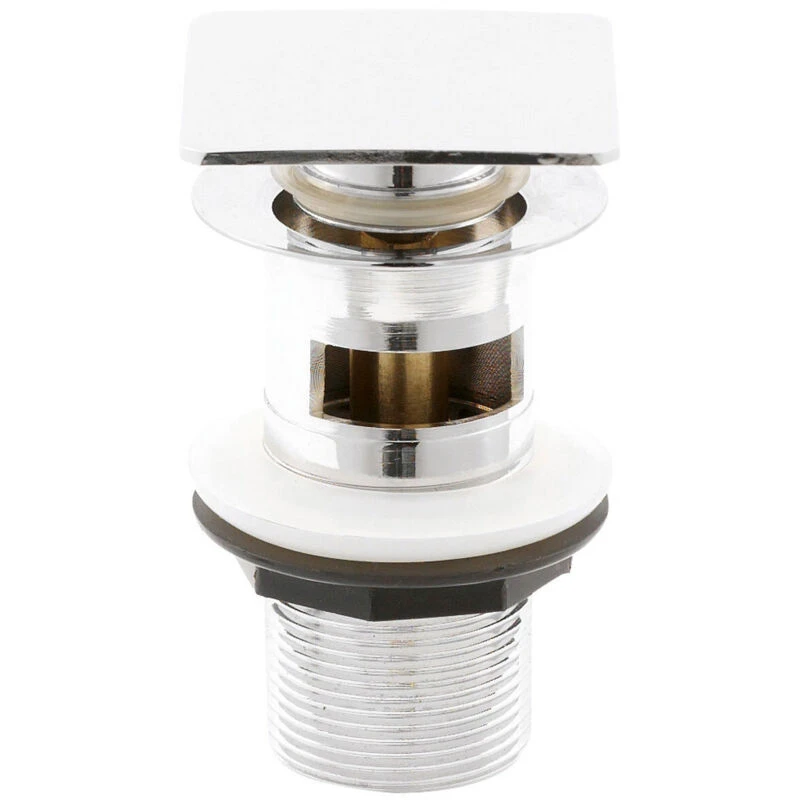 Image of nuie Square Push Button Basin Waste Slotted - Chrome, Silver EK307