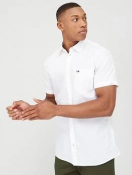 Image of Tommy Jeans Short Sleeve Poplin Shirt - White