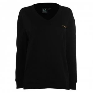 Image of LA Gear V Neck Sweatshirt Ladies - Black