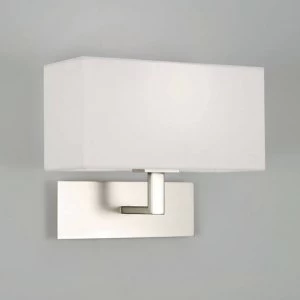 Image of 1 Light Indoor Wall Light Matt Nickel with White Shade, E14