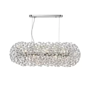 Image of Salisbury Oblong Linear Ceiling Pendant 10 Light G9 Polished Chrome, Crystal (28 extra sets of crystal)