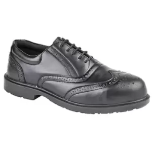 Image of Grafters Mens Uniform Perforated Leather Non-Metal Safety Shoes (11 UK) (Black) - Black