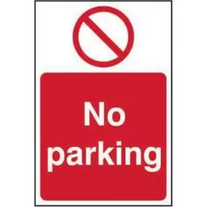 Image of No Parking sign 400 x 600mm. Manufactured from strong rigid PVC and is