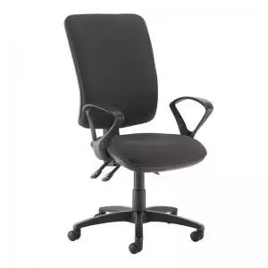 Image of Senza extra high back operator chair with fixed arms - Blizzard Grey