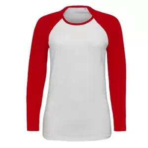 Image of SOLS Womens/Ladies Milky Contrast Long Sleeve T-Shirt (M) (White/Red)