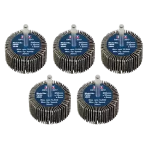 Image of Sealey Flap Wheel 50 x 25mm 6mm Shaft Assorted Grit - Pack of 5 - FW5025ASS