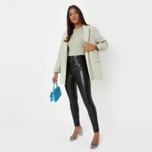 Image of Missguided Faux Leather Slim Leg Trousers - Black