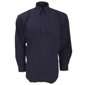 Image of Kustom Kit Mens Workwear Oxford Long Sleeve Shirt (18inch) (French Navy)