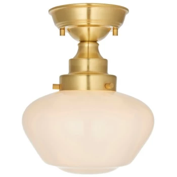 Image of Merano Finale Semi Flush Ceiling Light Brass Plate & Opal Glass