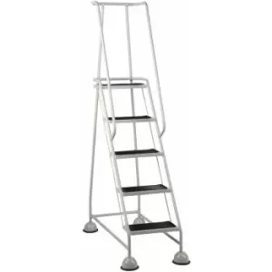 Image of Loops - 5 Tread Mobile Warehouse Steps grey 1.94m Portable Safety Ladder & Wheels