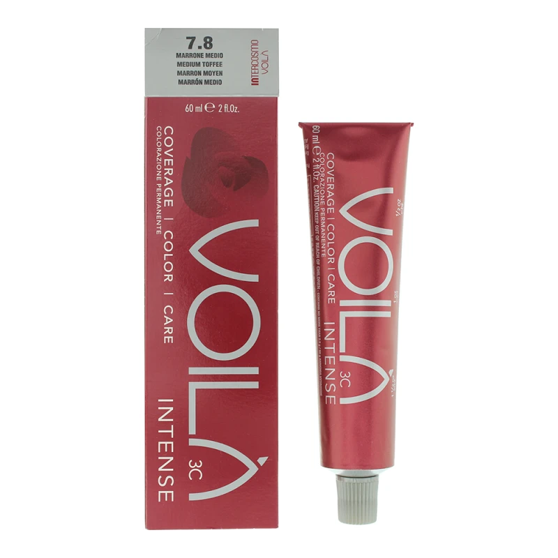 Image of Intercosmo Voila 3c Intense 7.8 Medium Toffee Hair Colour 60ml
