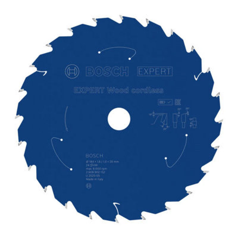 Image of Bosch Expert Wood Cordless Circular Saw Blade 184 X 1.6/1 X 20 mm T24 2608902152