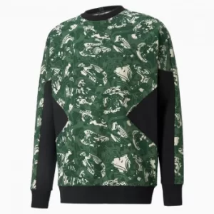 Image of PUMA Man City Tfs Crew Neck Mens Football Sweater Shirt, Silver/Camo Green, size Small, Clothing