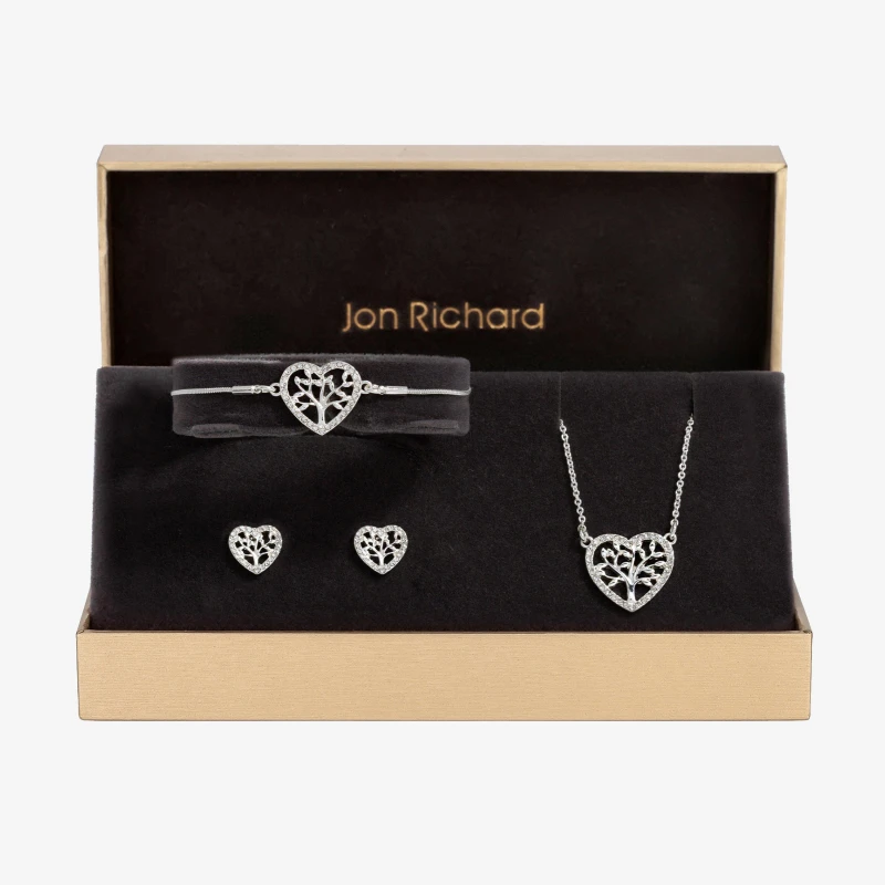 Image of Jon Richard Silver Plated And Crystal Heart Tree Of Love Set - Jewellery Sets One Size Silver 70534711000