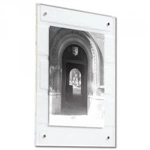 Image of Acrylic Wall Picture Frame A4 Magnet Closure with Fixings Clear 214470