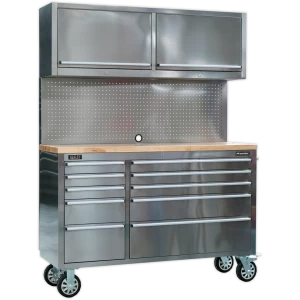 Image of Sealey Mobile Stainless Steel Tool Workstation Stainless Steel