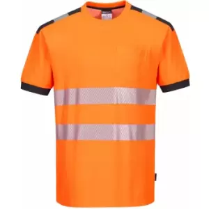 Image of Portwest - T181 - Orange/Grey Sz M PW3 Hi-Vis Short Sleeved T-Shirt Viz Visibilty - Orange/Grey